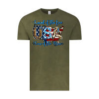 Vintage Olive land of the free home of the brave american flag background Vintage Tee - Jasminsmagicworld