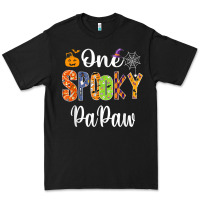 Black grandpa family halloween matching shirts, one spooky papaw t shirt Premium Tee - maiPhamDesign