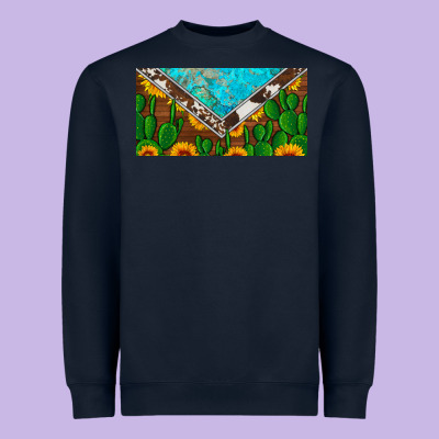 Cactus Sunflower Cowhide And Turquoise License Plate Heavyweight Sweatshirt Designed By Artiststas