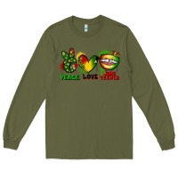 Army Green Peace love Juneteenth Long Sleeve Tee - FaDigitalArtStudio