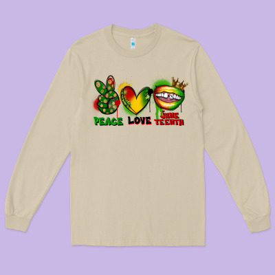 Peace Love Juneteenth Long Sleeve Tee Designed By Fadigitalartstudio