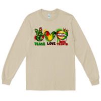 Mushroom Peace love Juneteenth Long Sleeve Tee - FaDigitalArtStudio