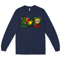 Navy Peace love Juneteenth Long Sleeve Tee - FaDigitalArtStudio
