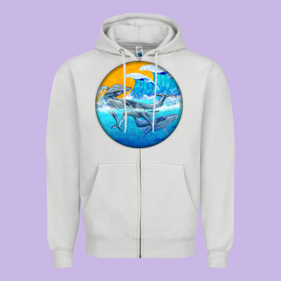 Humpback Whale Zipper Hoodie Designed By Barkaloodesign