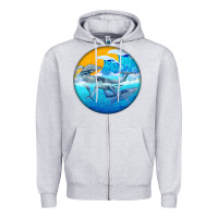 Heather Grey humpback whale Zipper Hoodie - BarkalooDesign