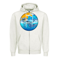 Oatmeal Heather humpback whale Zipper Hoodie - BarkalooDesign