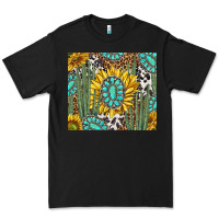 Black western cactus with sunflowers and turquoise tumbler tbs Premium Tee - TumblerDesignByShophia