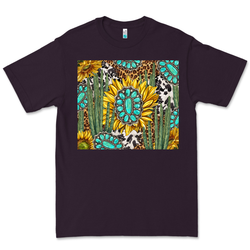 Western Cactus With Sunflowers And Turquoise Tumbler Tbs Premium Tee by TumblerDesignByShophia | Teevron
