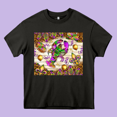 Mardi Gras With Crab Heavy Core Tee Designed By Nancycooperartshop