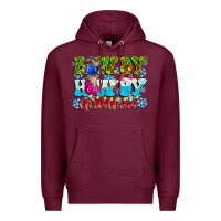Burgundy Rowdy Howdy Christmas Premium Hoodie - CowhideDigitalArt