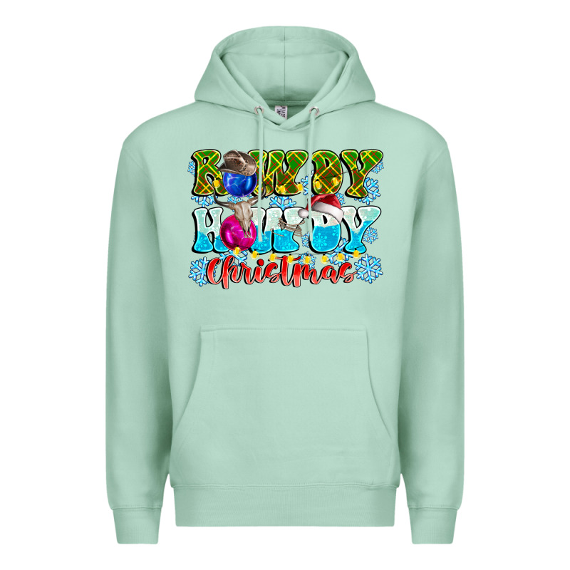 Rowdy Howdy Christmas Premium Hoodie by CowhideDigitalArt | Teevron