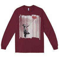 Burgundy banksy balloon girl cute Long Sleeve Tee - maiPhamDesign