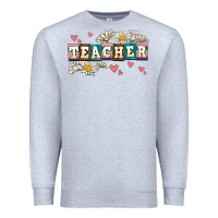 Heather Grey daisy teacher Premium Sweatshirt - AdoDesignShop