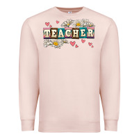 Pale Pink daisy teacher Premium Sweatshirt - AdoDesignShop