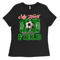 Black My heart is on that court Soccer Ladies Tee - HowdyJamesFarm