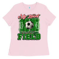 Bubblegum Pink My heart is on that court Soccer Ladies Tee - HowdyJamesFarm