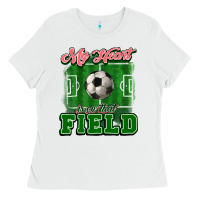 White My heart is on that court Soccer Ladies Tee - HowdyJamesFarm