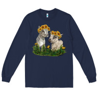 Navy baby goats Long Sleeve Tee - RanaPortraitStore