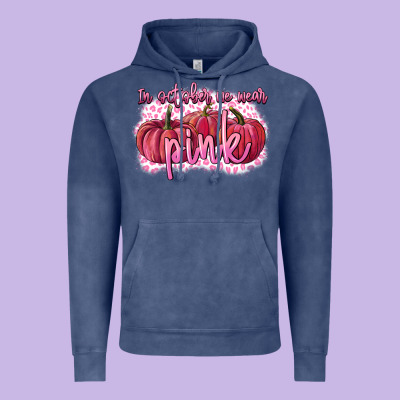In October We Wear Pink Breast Cancer Vintage Hoodie Designed By Fadigitalartstudio