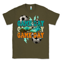Army Green Game day lightning bolt soccer Classic Tee - HowdyJamesFarm