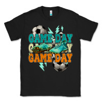 Black Game day lightning bolt soccer Classic Tee - HowdyJamesFarm