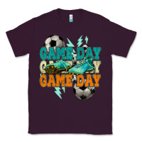 Plum Game day lightning bolt soccer Classic Tee - HowdyJamesFarm