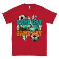 Red Game day lightning bolt soccer Classic Tee - HowdyJamesFarm