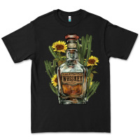 Black Western whiskey bottle Premium Tee - HowdyJamesFarm