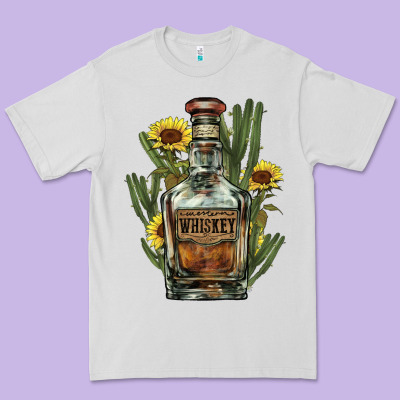 Western Whiskey Bottle Premium Tee Designed By Howdyjamesfarm