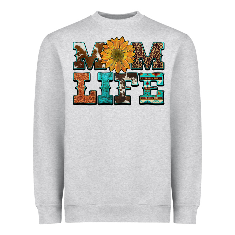 Western Cowhide Leopard Turquoise  Leather Aztec Sunflower Mom Heavyweight Sweatshirt by Artiststas | Teevron