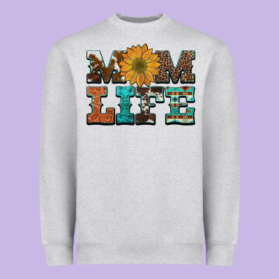 Western Cowhide Leopard Turquoise  Leather Aztec Sunflower Mom Heavyweight Sweatshirt Designed By Artiststas