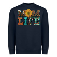 Navy western cowhide leopard turquoise  leather aztec sunflower mom Heavyweight Sweatshirt - Artiststas