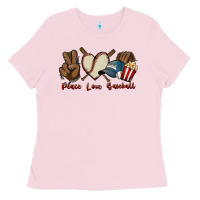 Bubblegum Pink Peace love Baseball Ladies Tee - HowdyJamesFarm