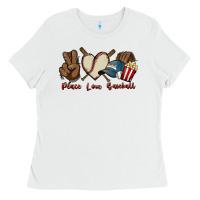 White Peace love Baseball Ladies Tee - HowdyJamesFarm
