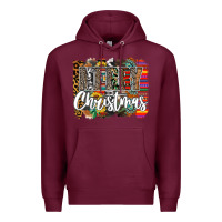 Burgundy Western Merry Christmas Premium Hoodie - CowhideDigitalArt