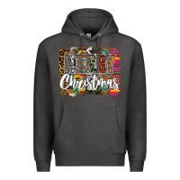 Charcoal Heather Western Merry Christmas Premium Hoodie - CowhideDigitalArt