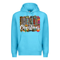 Ocean Blue Western Merry Christmas Premium Hoodie - CowhideDigitalArt