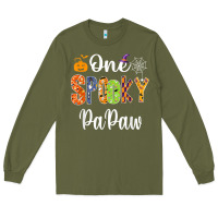 Army Green grandpa family halloween matching shirts, one spooky papaw t shirt Long Sleeve Tee - maiPhamDesign