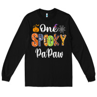 Black grandpa family halloween matching shirts, one spooky papaw t shirt Long Sleeve Tee - maiPhamDesign