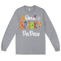 Heather Grey grandpa family halloween matching shirts, one spooky papaw t shirt Long Sleeve Tee - maiPhamDesign