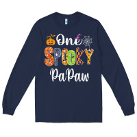 Navy grandpa family halloween matching shirts, one spooky papaw t shirt Long Sleeve Tee - maiPhamDesign