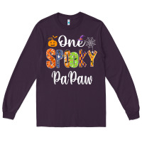 Plum grandpa family halloween matching shirts, one spooky papaw t shirt Long Sleeve Tee - maiPhamDesign