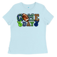 Baby Blue Game day green and blue team color Ladies Tee - HowdyJamesFarm
