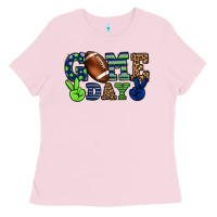 Bubblegum Pink Game day green and blue team color Ladies Tee - HowdyJamesFarm
