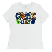 White Game day green and blue team color Ladies Tee - HowdyJamesFarm
