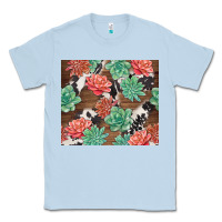 Dusty Blue succulents and cowhide Classic Tee - TumblerDesignByShophia