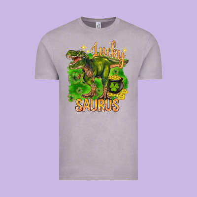 St. Patrick's Day Lucky Saurus Vintage Tee Designed By Howdyjamesfarm