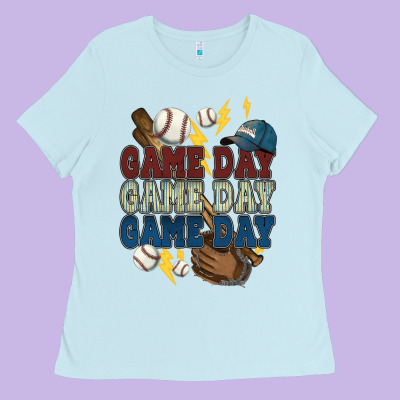Game Day Lightning Bolt Baseball Ladies Tee Designed By Howdyjamesfarm