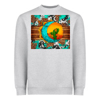 Heather Grey sunflower desert cactus turquoise crescent Heavyweight Sweatshirt - Artiststas