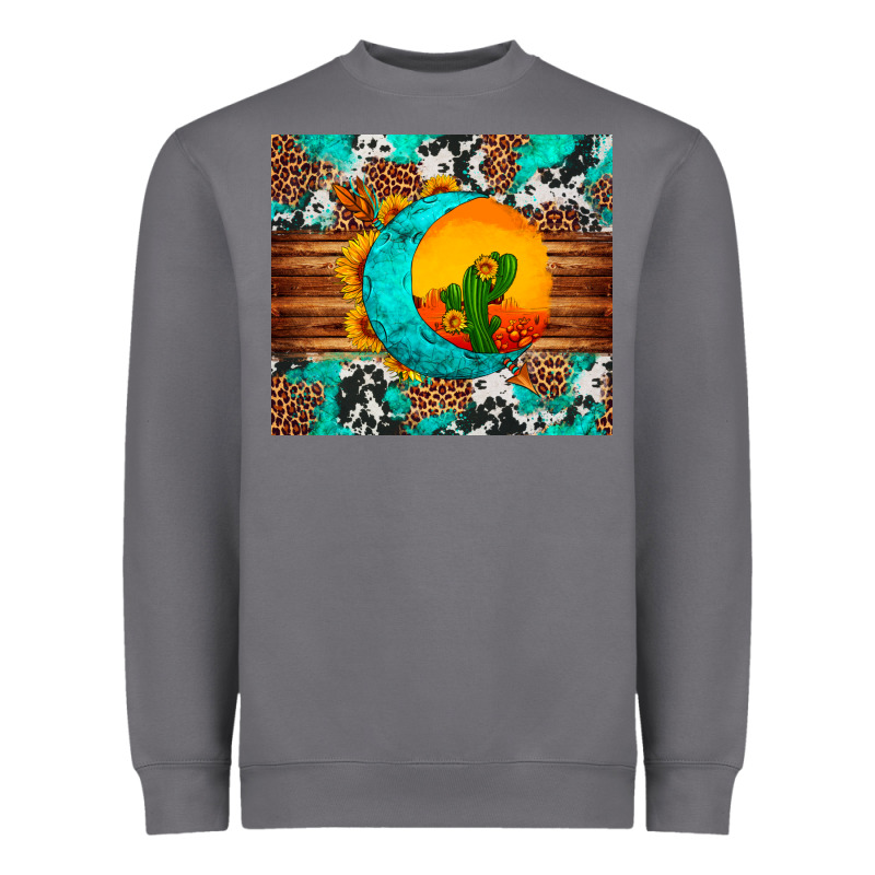 Sunflower Desert Cactus Turquoise Crescent Heavyweight Sweatshirt by Artiststas | Teevron